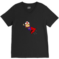 Funny Nurse Superhero With Red Cape V-neck Tee | Artistshot