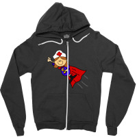 Funny Nurse Superhero With Red Cape Zipper Hoodie | Artistshot