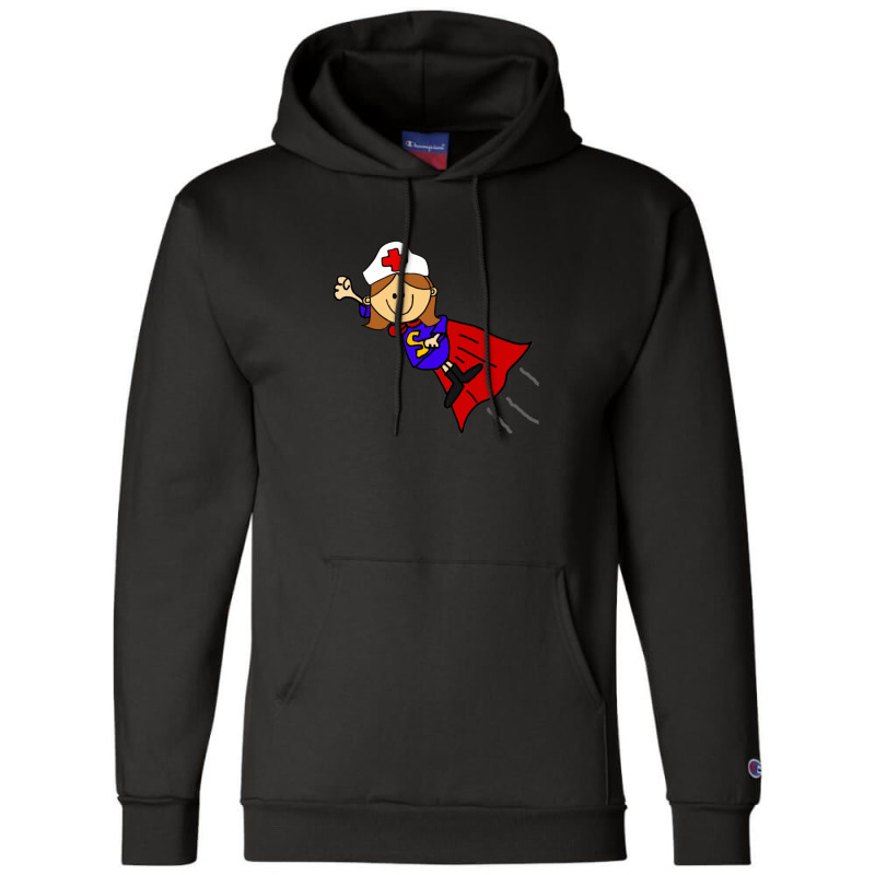 Funny Nurse Superhero With Red Cape Champion Hoodie | Artistshot