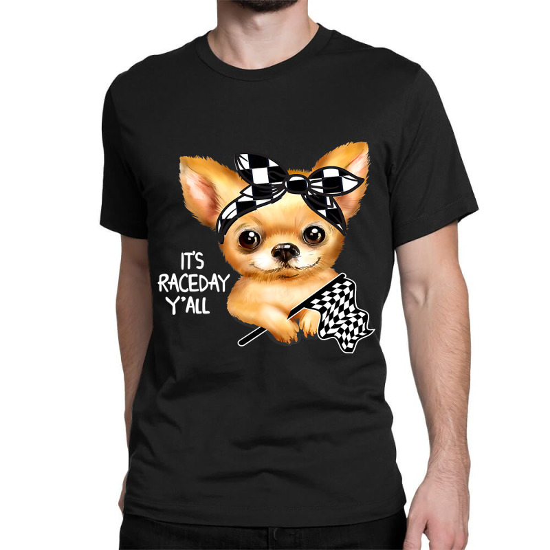 Chihuahua Dog Dirt Track Racing Checkered Race Flag Chihuahua Puppy 50 Classic T-shirt by JESSICAMARTINA | Artistshot