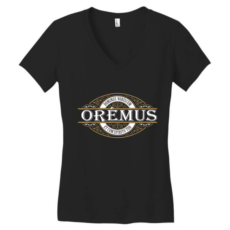 Traditional Latin Mass Oremus Dominus Vobiscum Catholic Women's V-Neck T-Shirt by SamuelTABraun | Artistshot