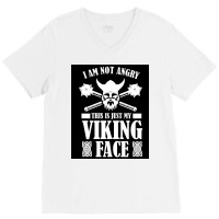 Proud Viking Warrior With Beard Helmet  Blue Stars Red V-neck Tee | Artistshot