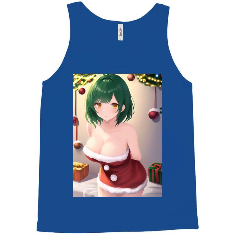 Anime Girl With Green Hair Wearing A Sexy Christmas Themed Outfit. Tank Top | Artistshot