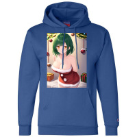 Anime Girl With Green Hair Wearing A Sexy Christmas Themed Outfit. Champion Hoodie | Artistshot