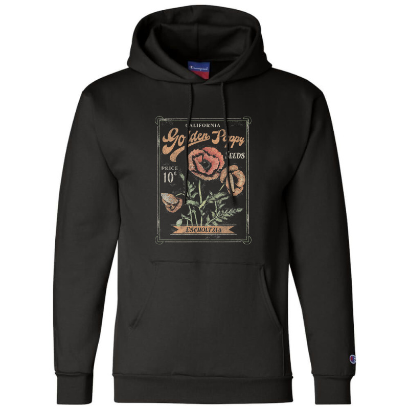 Trendy California Golden Poppy Vintage Stamp Champion Hoodie | Artistshot