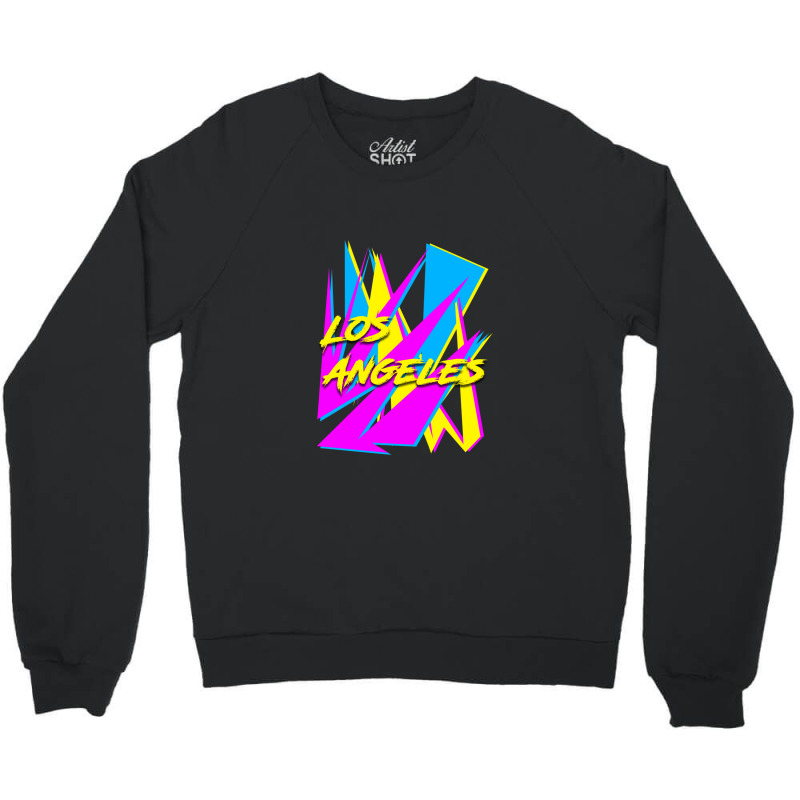 Los Angeles Retrowave Sharp Angles Cmyk Neon 80s Edition 1 Crewneck Sweatshirt | Artistshot