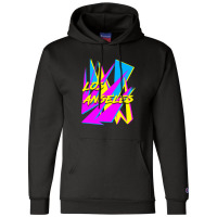 Los Angeles Retrowave Sharp Angles Cmyk Neon 80s Edition 1 Champion Hoodie | Artistshot