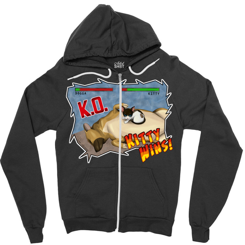 Kitty Wins!! Zipper Hoodie | Artistshot