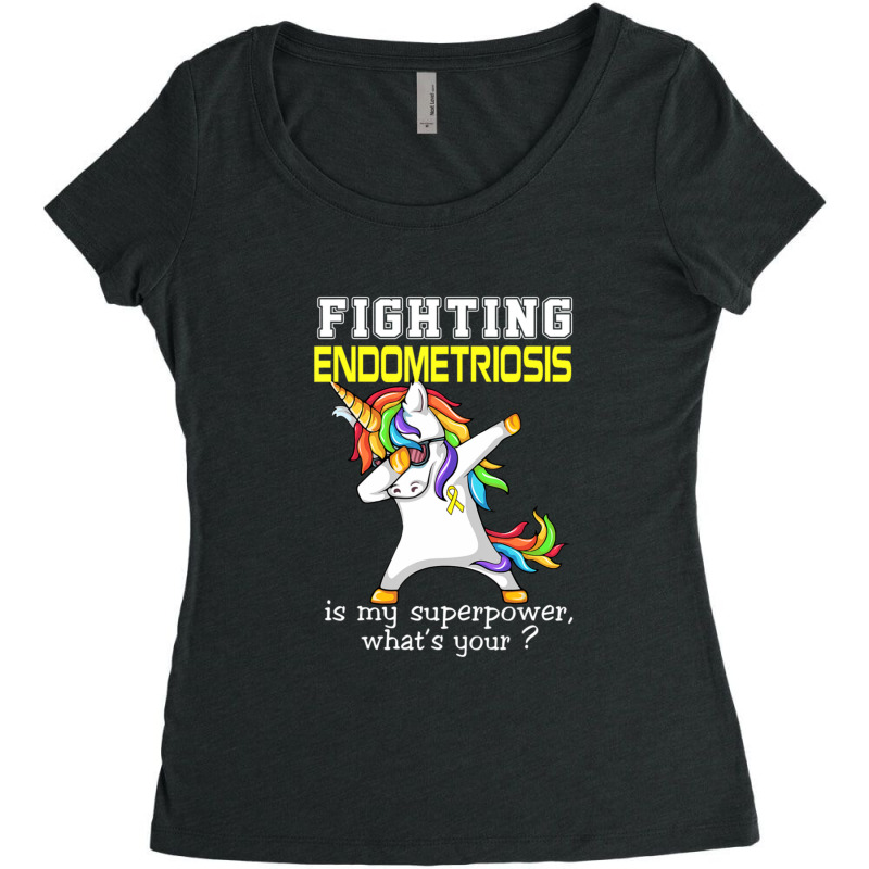 Unicorn Fighting Endometriosis Awareness Women's Triblend Scoop T-shirt by KevinAllenPhillips | Artistshot