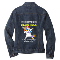 Unicorn Fighting Endometriosis Awareness Ladies Denim Jacket | Artistshot