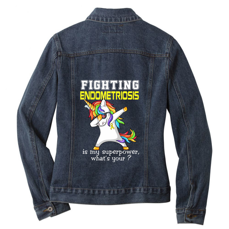 Unicorn Fighting Endometriosis Awareness Ladies Denim Jacket by KevinAllenPhillips | Artistshot