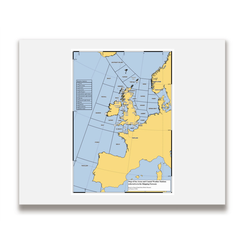 Uk Shipping Forecast Map  Blue Cute Trending Metal Print Horizontal | Artistshot