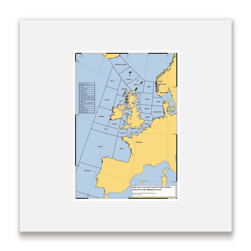 Uk Shipping Forecast Map  Blue Cute Trending Metal Print Square | Artistshot