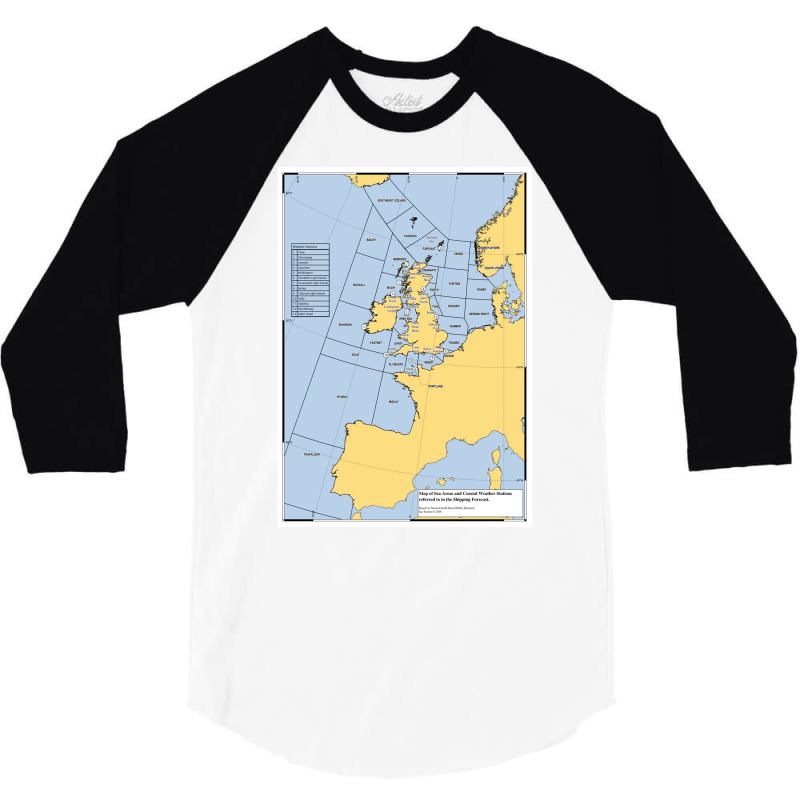 Uk Shipping Forecast Map  Blue Cute Trending 3/4 Sleeve Shirt | Artistshot