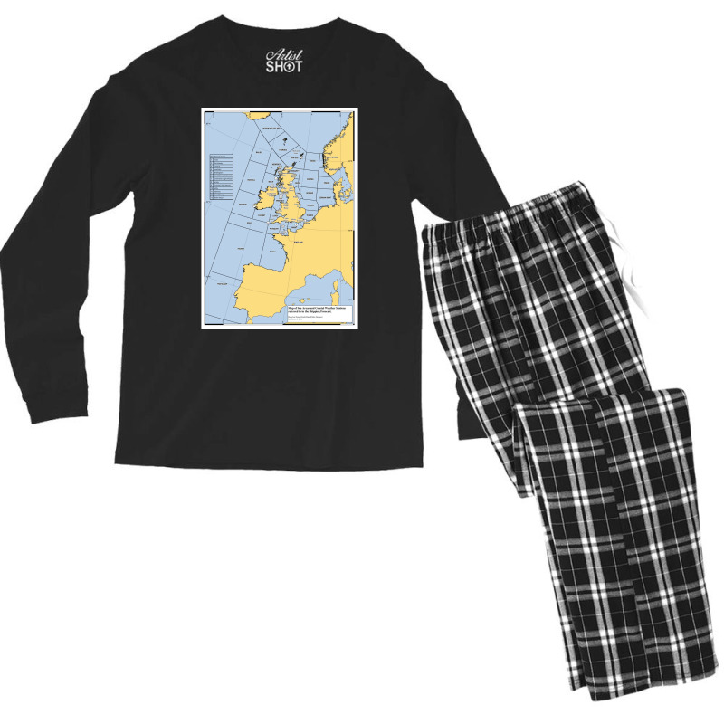 Uk Shipping Forecast Map  Blue Cute Trending Men's Long Sleeve Pajama Set | Artistshot