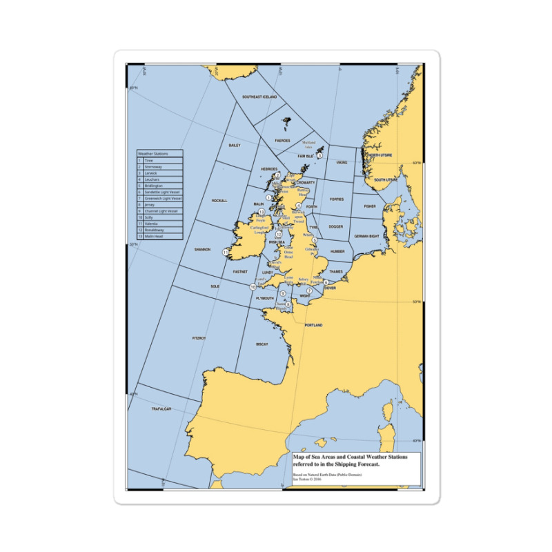 Uk Shipping Forecast Map  Blue Cute Trending Sticker | Artistshot