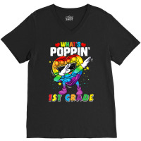 Limited Edition Fidget Toy What's Poppin 1st Grade 100th Day Of School V-neck Tee | Artistshot