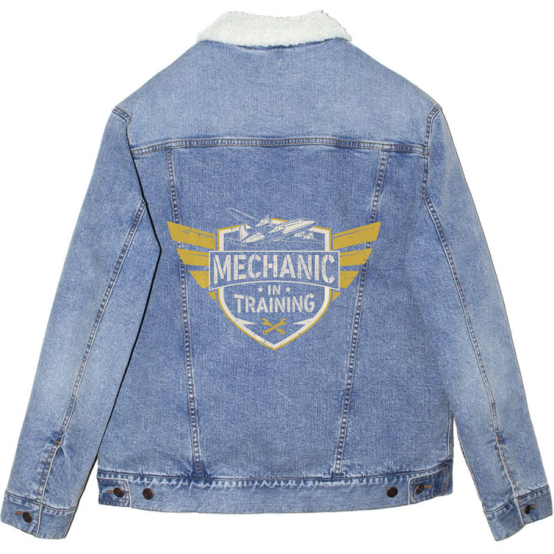 Hot Trend Aircraft Mechanic In Training Aviation School Amt Student Unisex Sherpa-lined Denim Jacket | Artistshot