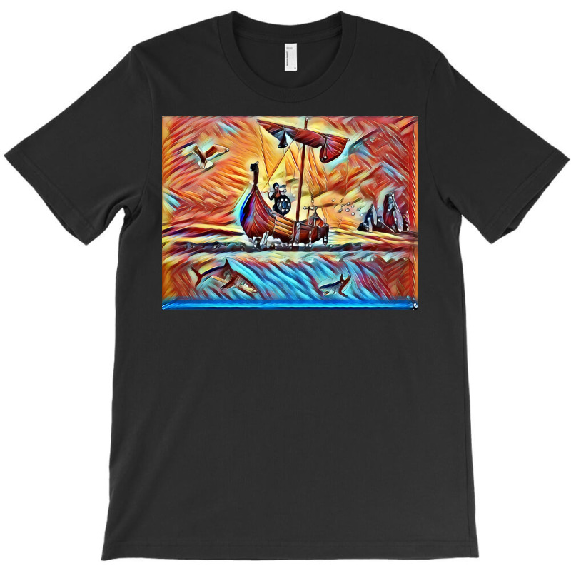 Viking Warrior In A Boat  Vintage Hipster T-shirt | Artistshot