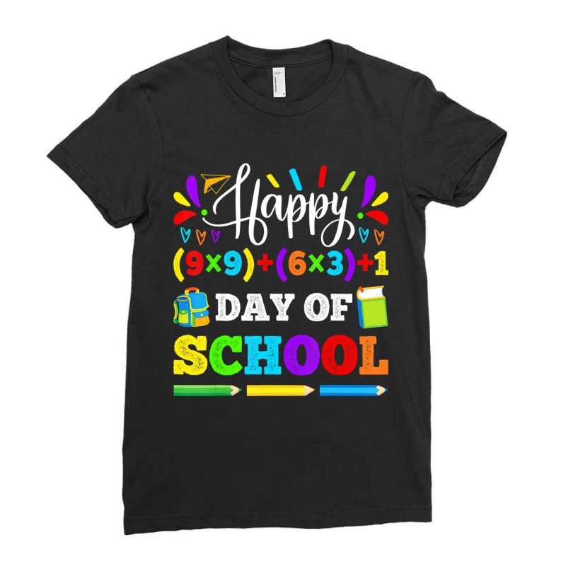 Limited Edition Happy 100th Day Of School Math Problem 100th Day Of Sc Ladies Fitted T-Shirt by Berrios Crisp | Artistshot