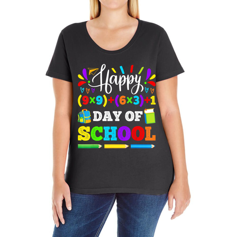 Limited Edition Happy 100th Day Of School Math Problem 100th Day Of Sc Ladies Curvy T-Shirt by Berrios Crisp | Artistshot