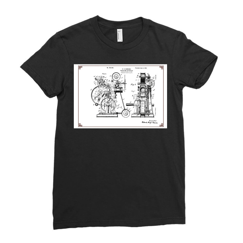 Antique Amp Vintage Patent Art 1902 Film Projector Classic Cute Cool Ladies Fitted T-Shirt by stasysdahnit | Artistshot