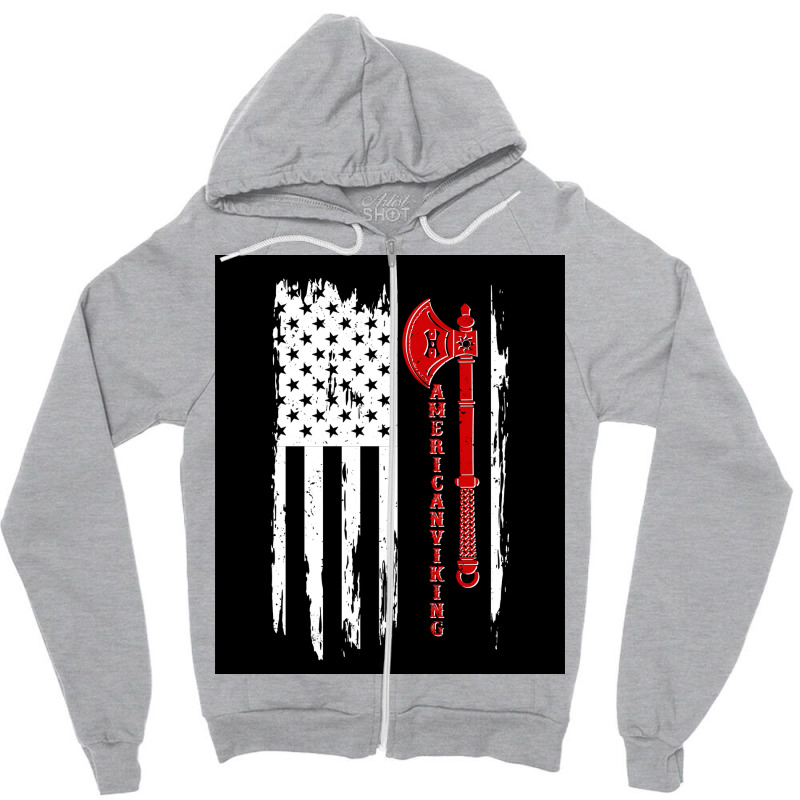 Vintage American Viking Usa Flag  Humor 70s Zipper Hoodie | Artistshot