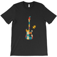 Retro Style Puzzle Sstyle Electric Guitar Silhouette T-shirt | Artistshot