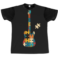 Retro Style Puzzle Tstyle Electric Guitar Silhouette Graphic T-shirt | Artistshot