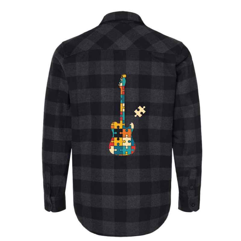 Retro Style Puzzle Tstyle Electric Guitar Silhouette Flannel Shirt by SandraSerna | Artistshot