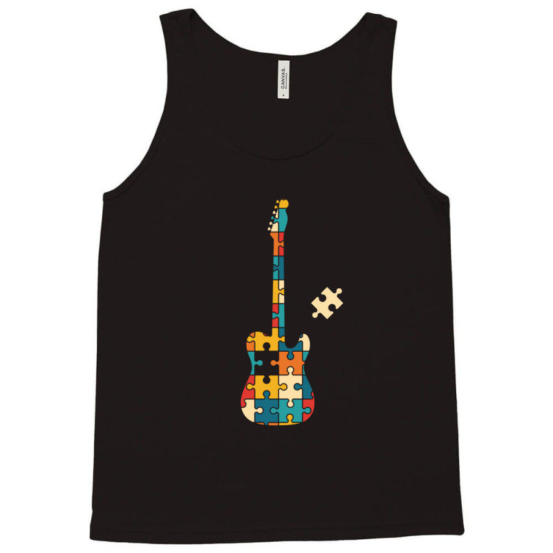 Retro Style Puzzle Tstyle Electric Guitar Silhouette Tank Top by SandraSerna | Artistshot