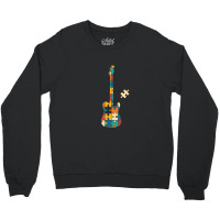 Retro Style Puzzle Tstyle Electric Guitar Silhouette Crewneck Sweatshirt | Artistshot