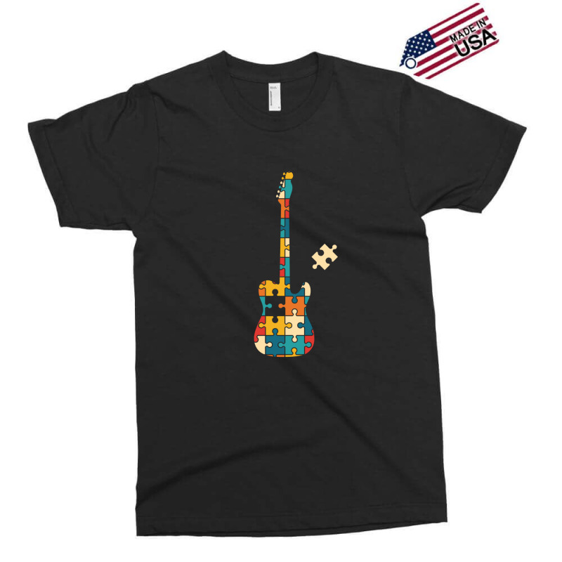 Retro Style Puzzle Tstyle Electric Guitar Silhouette Exclusive T-shirt by SandraSerna | Artistshot