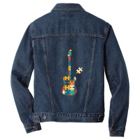 Retro Style Puzzle Tstyle Electric Guitar Silhouette Men Denim Jacket | Artistshot