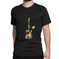 Retro Style Puzzle Tstyle Electric Guitar Silhouette Classic T-shirt | Artistshot