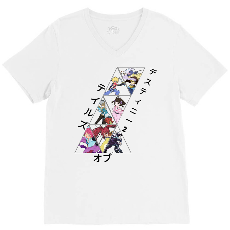 Tales Of Destiny 2 Character In Patterns Katakana Ver V-neck Tee | Artistshot