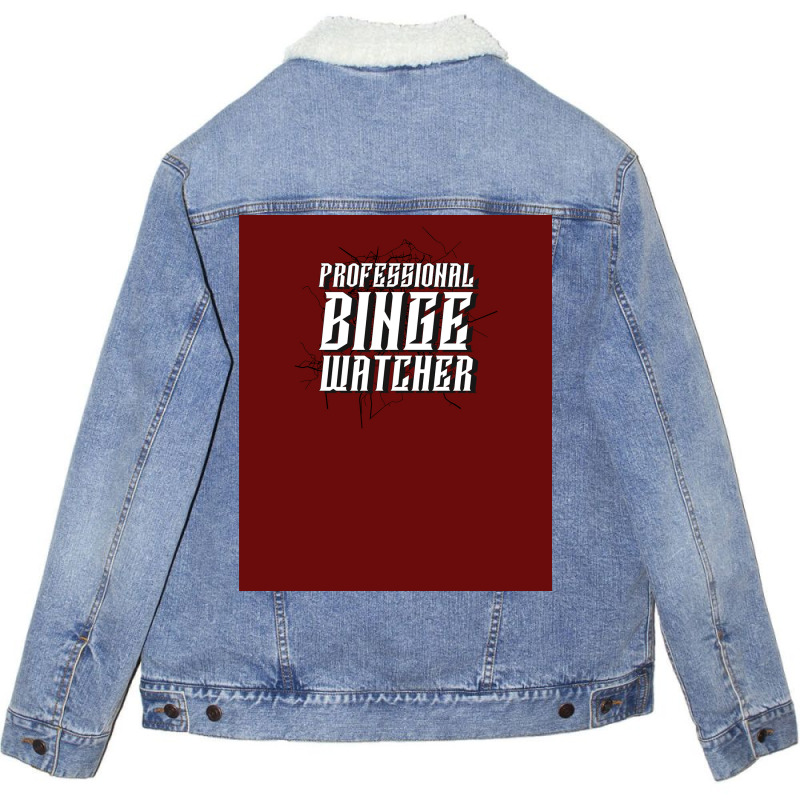 Professional Binge Watcher Poster Cute Unisex Sherpa-Lined Denim Jacket by verriaharzi4 | Artistshot