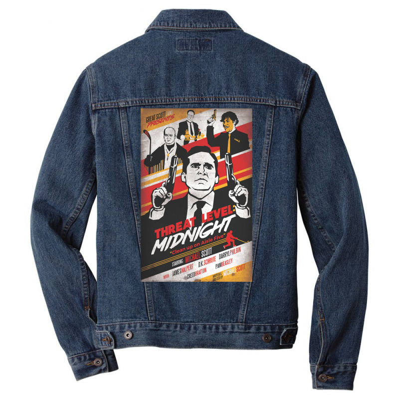 Threat Level Midnight Clean Up On Aisle Five Poster Retro Men Denim Jacket | Artistshot