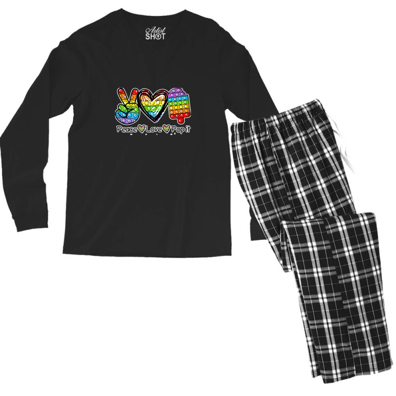 Peace Love Pop It Poppin Ice Cream Men's Long Sleeve Pajama Set | Artistshot