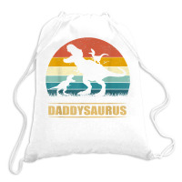 Daddy Dinosaur Daddysaurus 2 Kids Father's Day Gift For Dad T Shirt Drawstring Bags | Artistshot