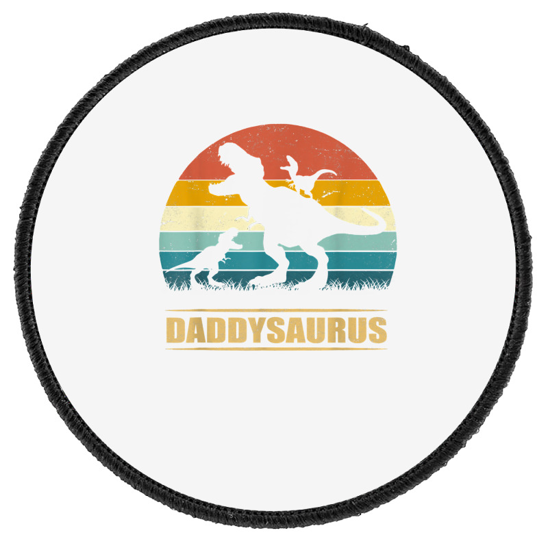 Daddy Dinosaur Daddysaurus 2 Kids Father's Day Gift For Dad T Shirt Round Patch | Artistshot