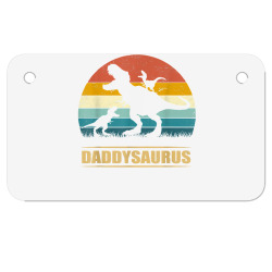 daddy dinosaur daddysaurus 2 kids father's day gift for dad t shirt Motorcycle License Plate | Artistshot