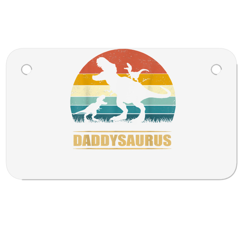 Daddy Dinosaur Daddysaurus 2 Kids Father's Day Gift For Dad T Shirt Motorcycle License Plate | Artistshot