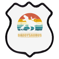 Daddy Dinosaur Daddysaurus 2 Kids Father's Day Gift For Dad T Shirt Shield Patch | Artistshot
