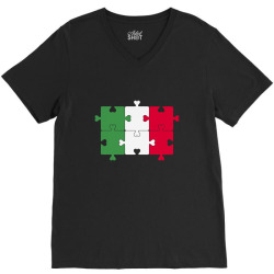Autism Heart Jigsaw Puzzle of Italian Flag V-Neck Tee | Artistshot
