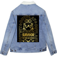 Golden Retro Survivor Poster Gift Unisex Sherpa-lined Denim Jacket | Artistshot