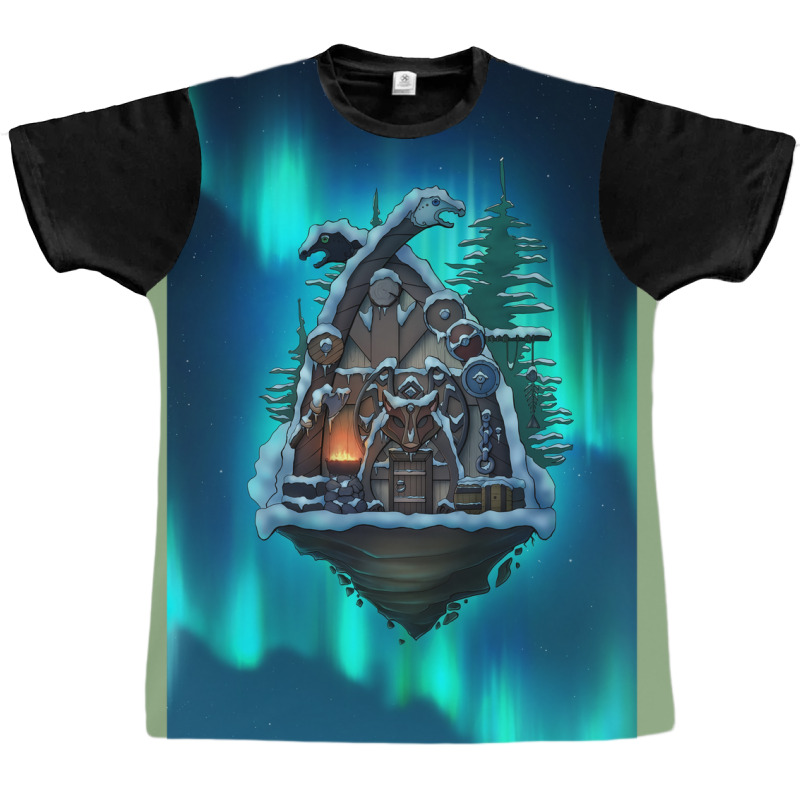 Flying Viking Hut Viking House  Aesthetic Summer Graphic T-shirt | Artistshot