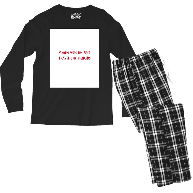 Funny Viking Quote Travel Influencer  Vintage Men's Long Sleeve Pajama Set | Artistshot