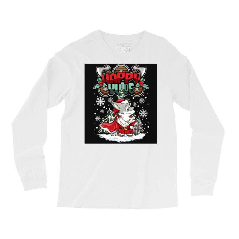 Happy Yule Viking Husky Dog Christmas  Quote Red Long Sleeve Shirts | Artistshot