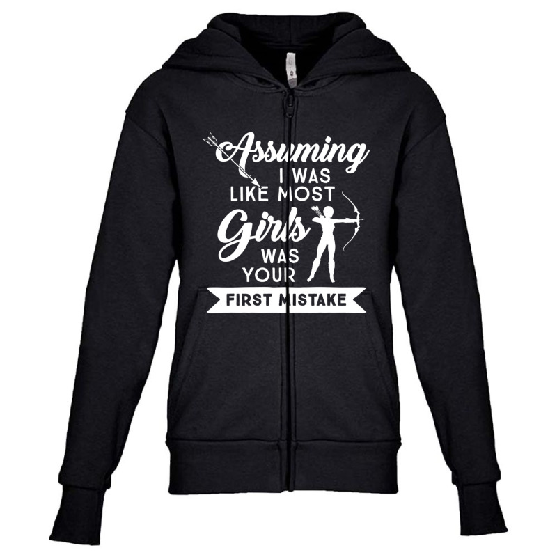 Trending Women Archer Not Like Most Girls Bow Hunting Youth Zipper Hoodie by Trudeau Palmer | Artistshot